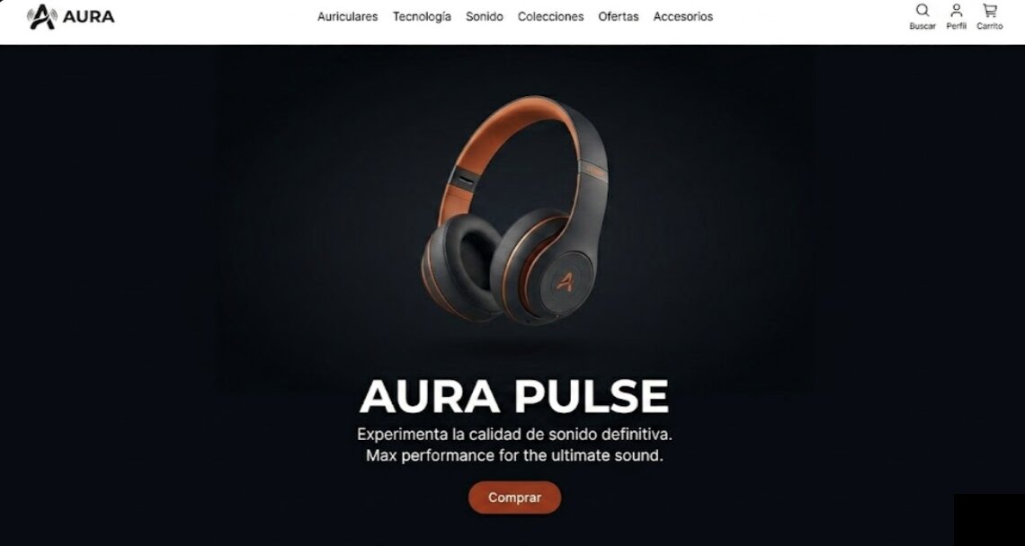 Captura dde pantalla ejemplo de hero page