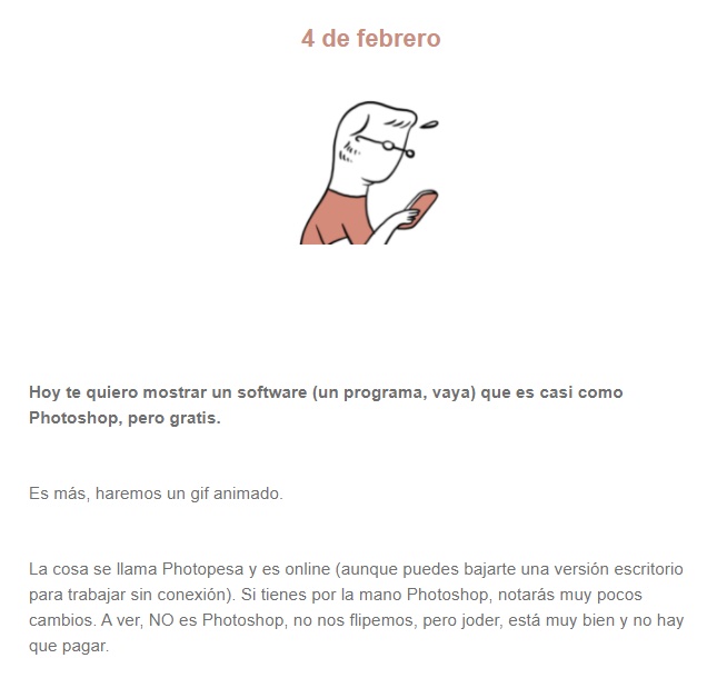 Captura ejemplo newsletter personal