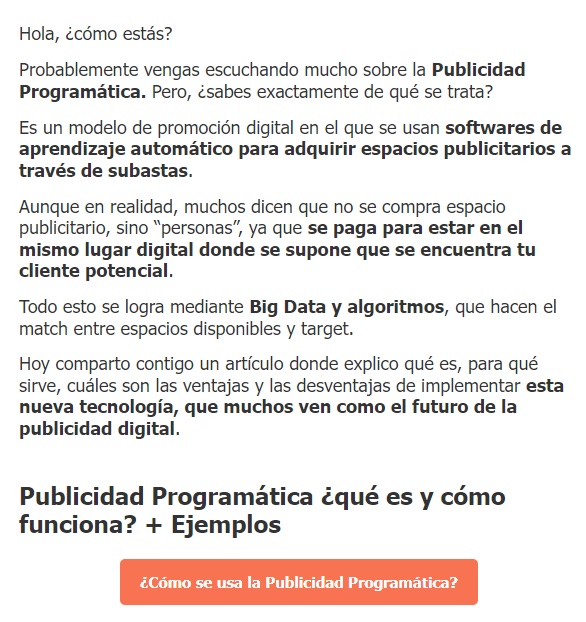 Captura de newsletter informativo
