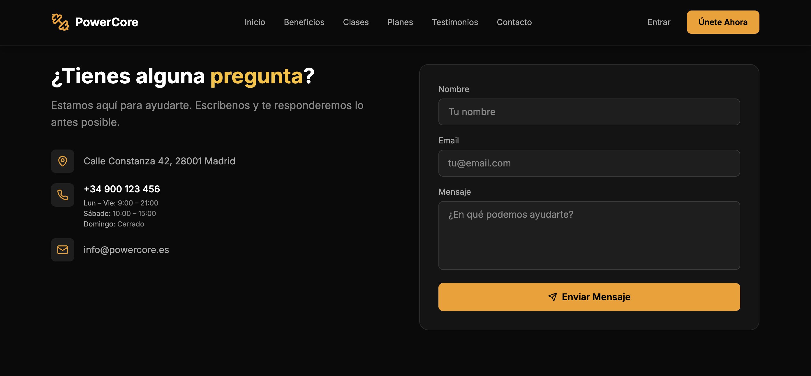 ejemplo de la estructura de la pagina de contacto
