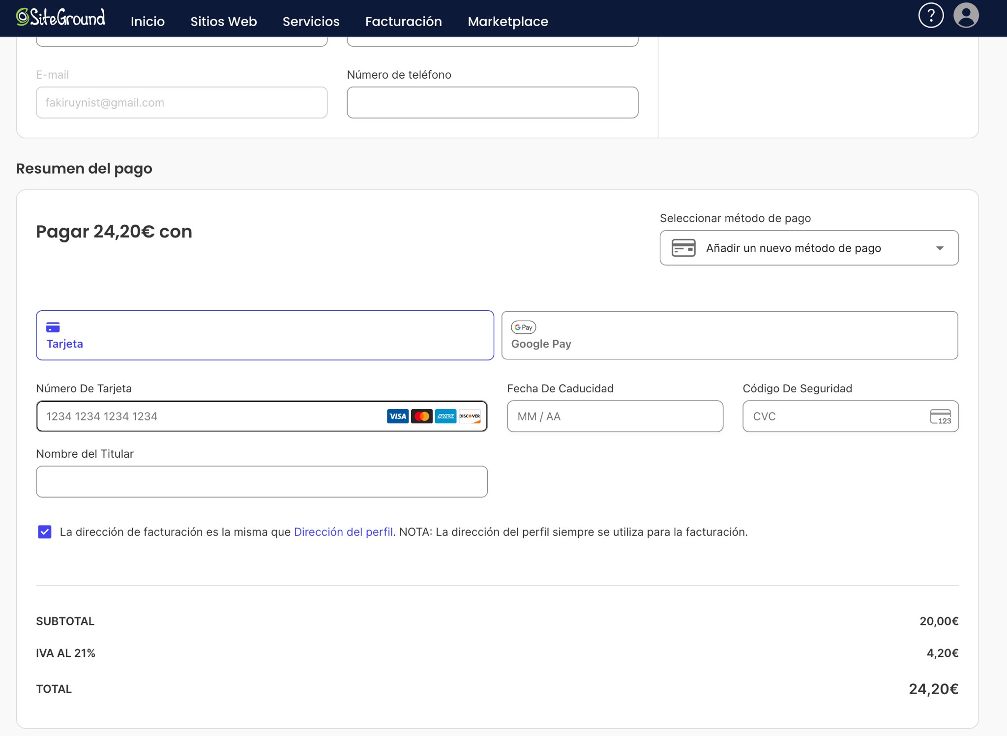 ejemplo de la estructura de la pagina de precios de checkout de Coderick