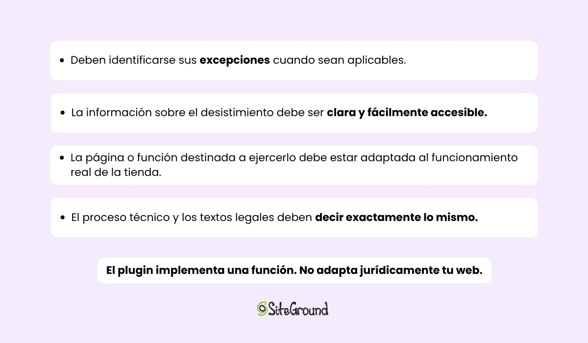 Explicación de por qué un desistimiento no sustituye los textos legales