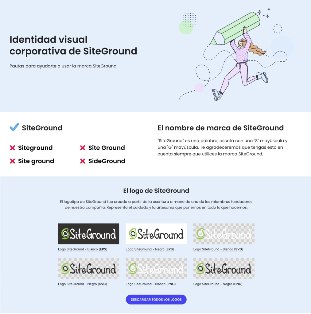 Ilustración con las normas del manual de marca de SiteGround